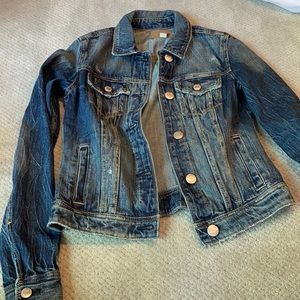 Dark wash denim jacket with four pockets